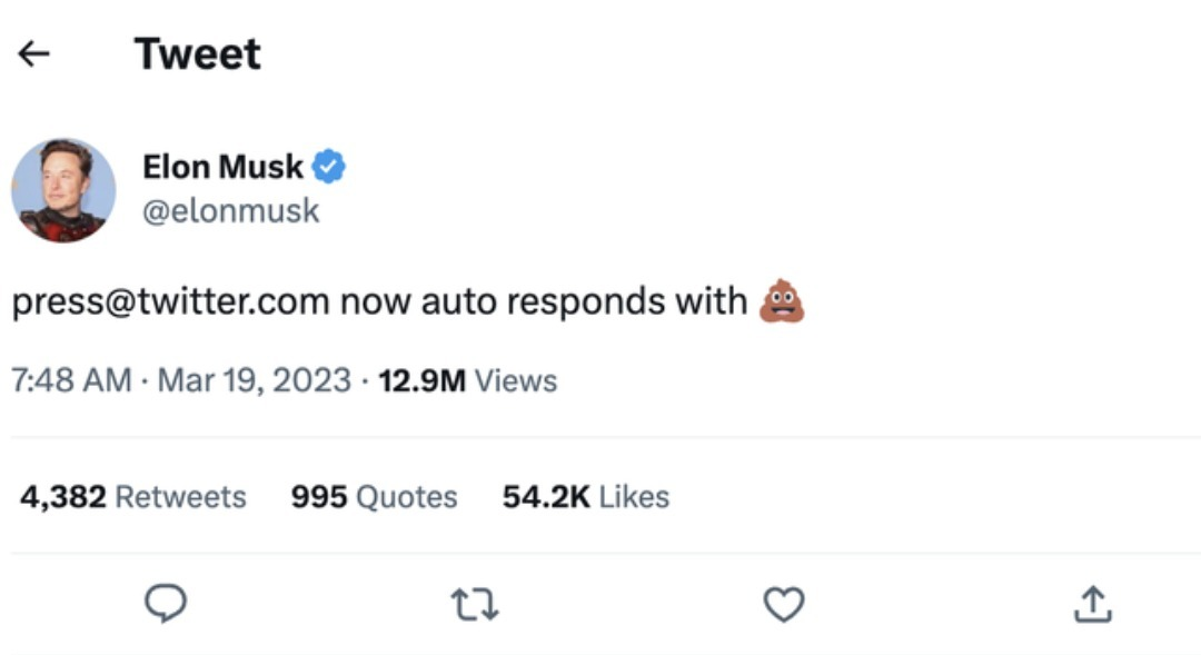 Twitter set an automatic poop emoji response for all press requests